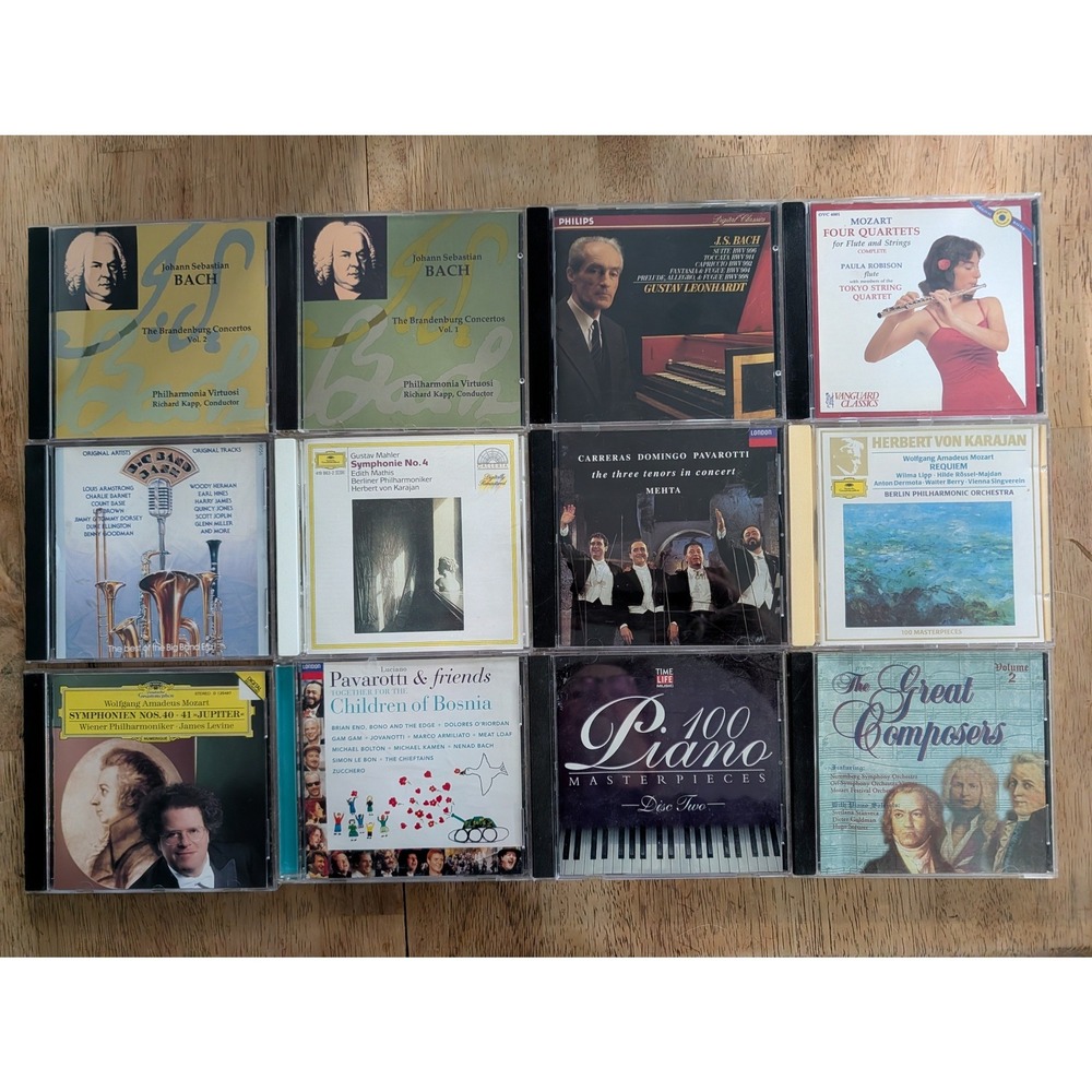 Classical Jazz CD Lot 12pc Bach Mozart Mahler Pavarotti Karajan Big Band Era